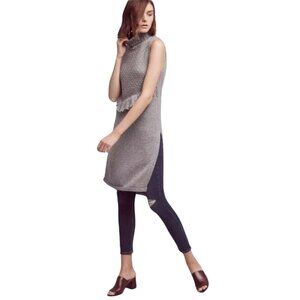Anthropologie Fringe Sweater Dress Wool Sleeveless Gray Size Medium by Nomad